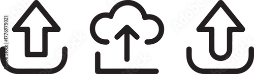 Outline Vector Icon Set for File Upload, Cloud Storage, and Data Transfer