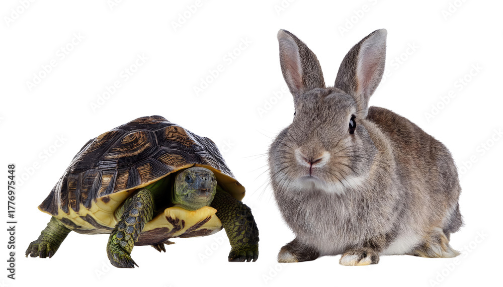 Obraz premium Cute Baby Rabbit Isolated on White - Adorable Young Bunny Pet Portrait Stock Photo