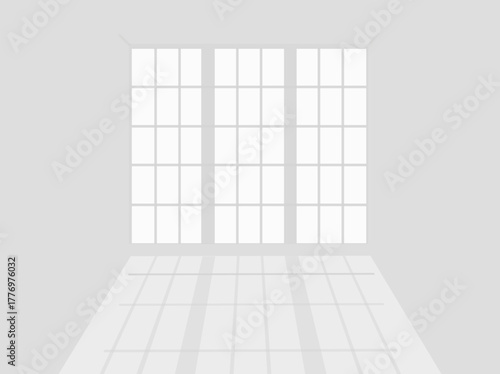 Overlay shadow effect. Transparent overlay window and blinds shadow. Realistic light effect of shadows and natural lighting on a transparent background. Vector illustration