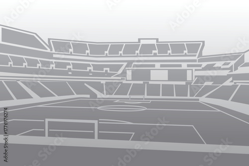 Soccer Football Stadium Arena Field Outline Shape Silhouette Vector for Background