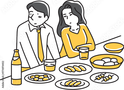 飲み会で男性をじっと見る女性