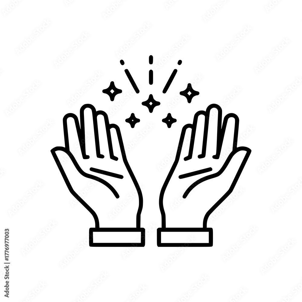 Fototapeta premium Hands Reaching Upward with Sparkling Light.