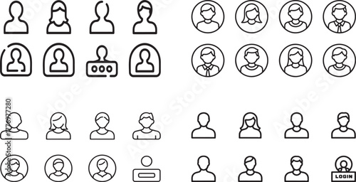 Big Set of User Profile and Account Outline Icons - Web UI Vector Collection
