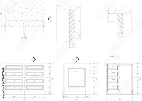 2D Drawing of Center Table for Walk-in Closet – Interior Design and Construction Plan