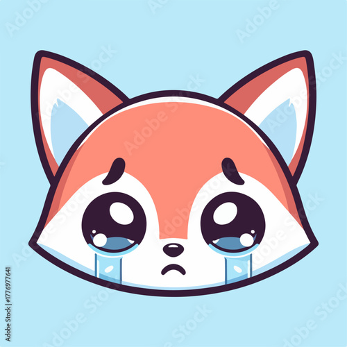 cartoon vector illustration of a sobbing fox