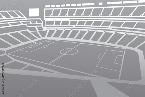 Soccer Football Stadium Arena Field Outline Shape Silhouette Vector for Background
