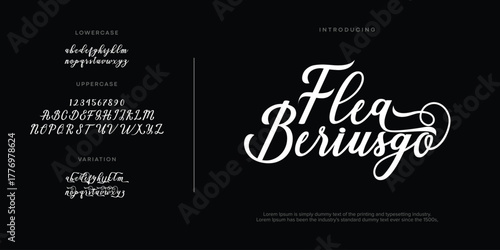 Flea Beriusgo Abstract Fashion font alphabet. Minimal modern urban fonts for logo, brand etc. Typography typeface uppercase lowercase and number. vector illustration