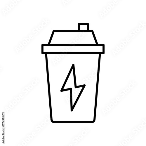 Protein shake icon designed in modern vector line style, isolated on a white background. Perfect for fitness apps, nutrition plans, gym supplements, and healthy lifestyle concepts.