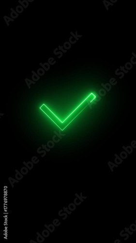 Check mark glow on black background