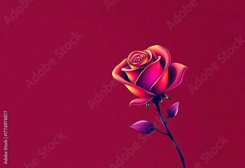 Elegant single rose line art, minimalist style, black, beauty
