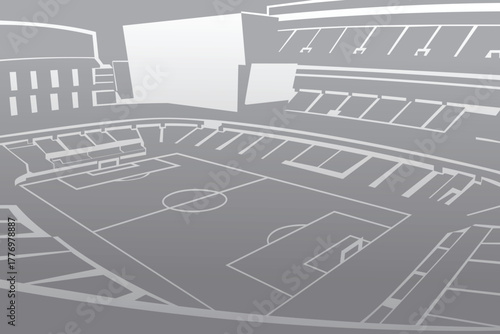 Soccer Football Stadium Arena Field Outline Shape Silhouette Vector for Background