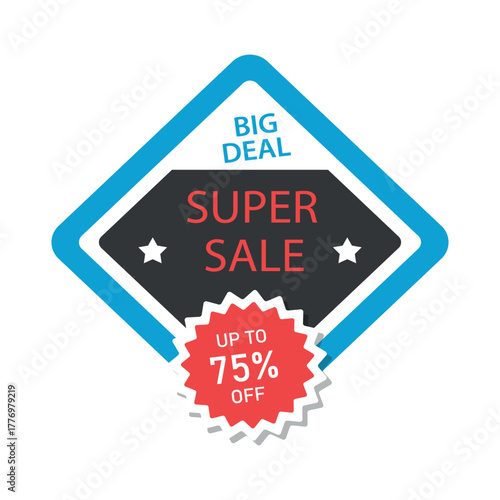 Super sale 75% discount vector banner template design sale tag banner poster flyer