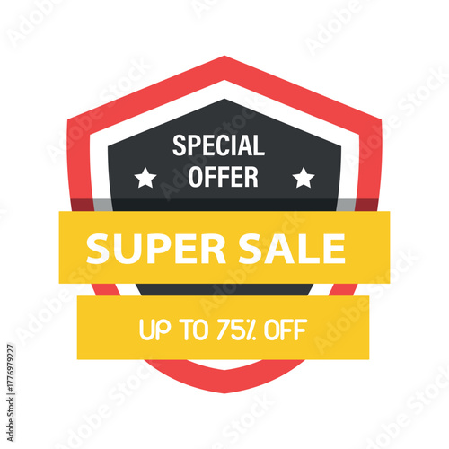 Super sale 75% discount vector banner template design sale tag banner poster flyer