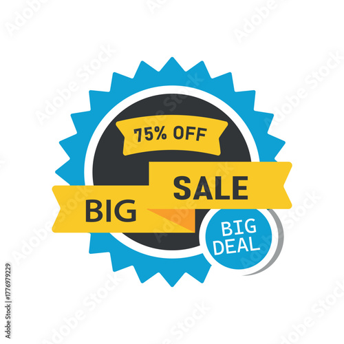 Super sale 75% discount vector banner template design sale tag banner poster flyer