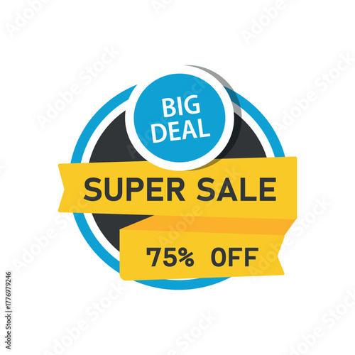 Super sale 75% discount vector banner template design sale tag banner poster flyer