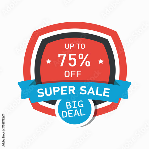 Super sale 75% discount vector banner template design sale tag banner poster flyer