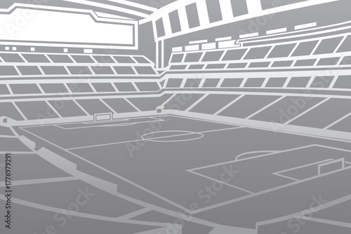 Soccer Football Stadium Arena Field Outline Shape Silhouette Vector for Background