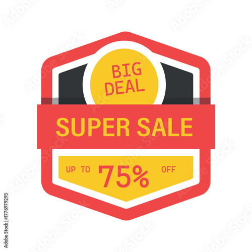 Super sale 75% discount vector banner template design sale tag banner poster flyer