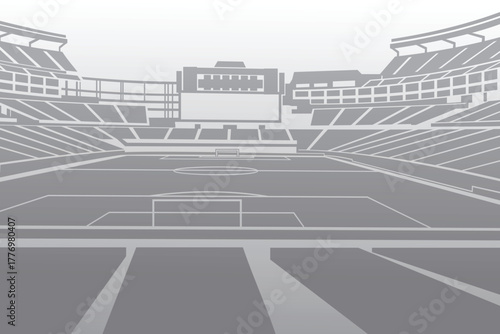 Soccer Football Stadium Arena Field Outline Shape Silhouette Vector for Background