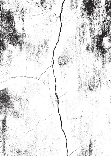 Distressed Monochrome Wall Texture with Vertical Crack Vector Graphic