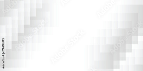 Abstract white and grey background. Minimal and simple template, Square abstract bacground. Modern pattern design. Digital creative banner. Art tech wallpaper. Science future texture.	