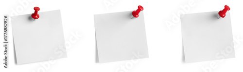 note papers with pin. isolated on white background.