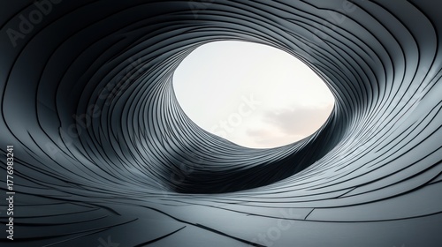 Fototapeta Naklejka Na Ścianę i Meble -  Abstract architectural tunnel, modern, futuristic, sky view.  Possible use  Stock photo