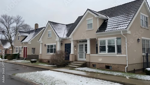 Single-Family Residential Dwellings Situated Along a Quiet Residential Thoroughfare in a Suburban