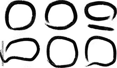 Hand drawn rough oval shapes and speech bubbles on white background