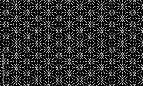 モノクロのパンチングメタル麻の葉模様背景　ベクター