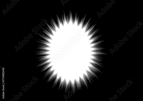 Spiky oval comic speech balloon, shock effect frame, transparent background