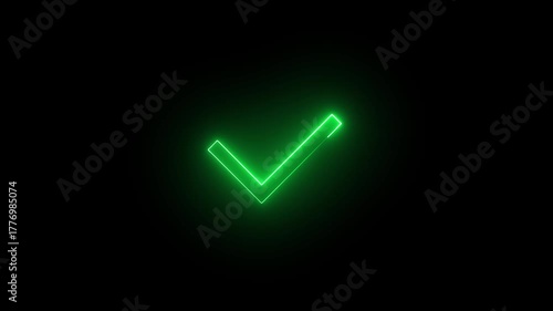  Check mark glow on black background