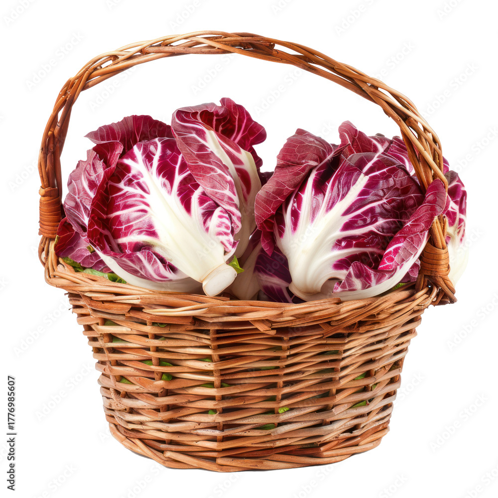 Obraz premium Radicchio in basket isolate on transparency background