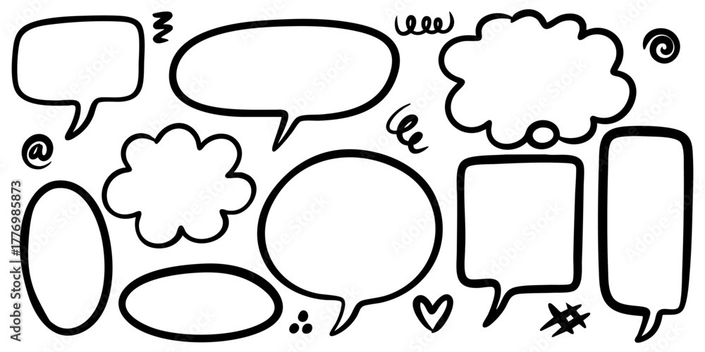 Fototapeta premium Doodle sketch style of speech bubbles hand drawn illustration. for concept design.