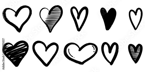 Doodle sketch style of hearts icon vector illustration for concept design.