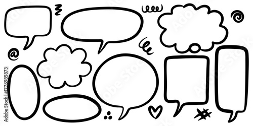 Doodle sketch style of speech bubbles hand drawn illustration. for concept design.