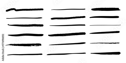 set of hand drawn vector underline, highlighter marker strokes, swoops, waves brush marks abstract doodle set for your design.