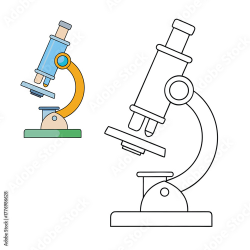 A detailed microscope coloring page showing lenses and knobs, perfect for young scientists to explore the world of biology and discovery through creative coloring.
