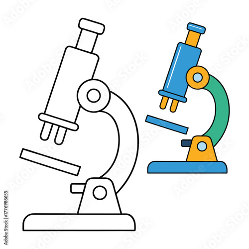 A detailed microscope coloring page showing lenses and knobs, perfect for young scientists to explore the world of biology and discovery through creative coloring.

