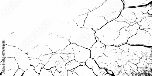 digital wall grunge and dust pattern surface Cracked white wall texture design element white background.
