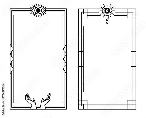 Mystic Eye Line Art Frame Border for Boho Spiritual or Sacred Geometry Design