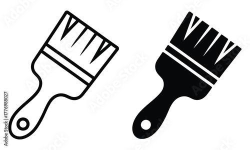 Simple outline and solid black paintbrush icons