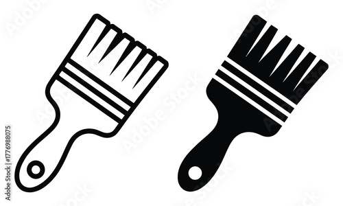 Two paintbrush icons one outline one solid black