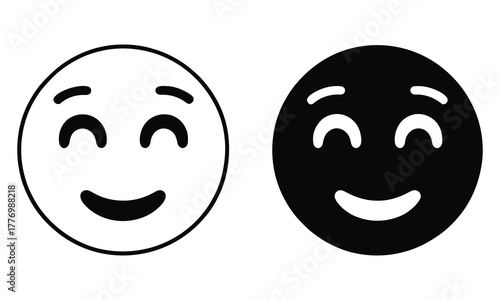 Two happy smiley faces one black one white