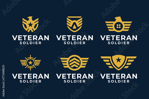 Set of veteran soldier logo design