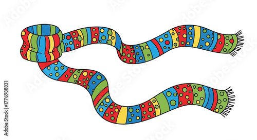 Stay warm with this festive colorful striped scarf featuring a cheerful design for winter fun