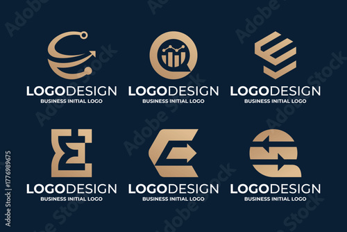 Collection of initial letter E logo design template