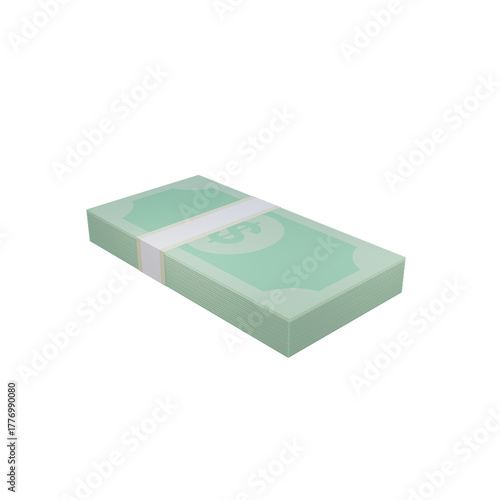 Stack of Money Bills Isolated on White Background 3D Illustration png