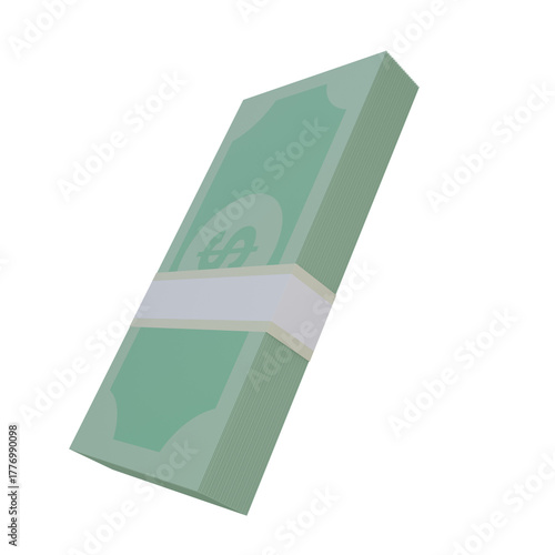 Stack of Money Bills Isolated on White Background 3D Illustration png