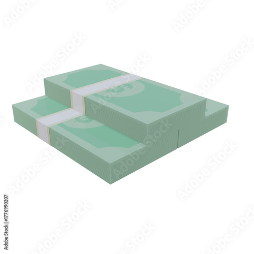 Stack of Money Bills Isolated on White Background 3D Illustration png